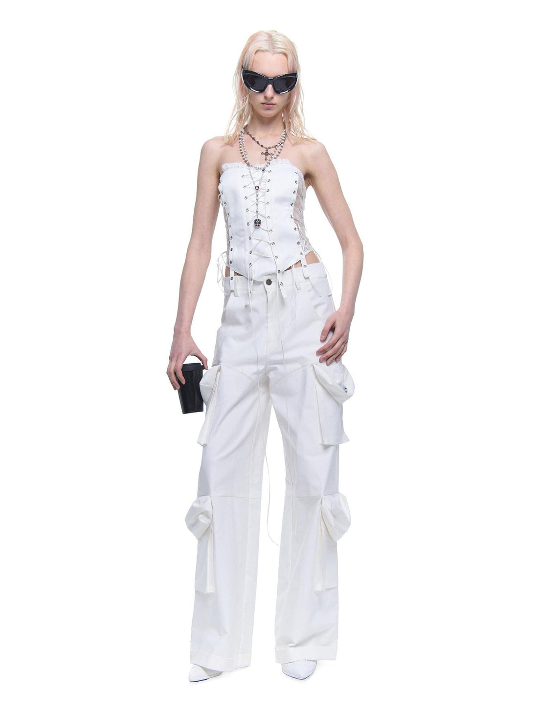 24ans Satin Bustier Lace Top And Skirt Set