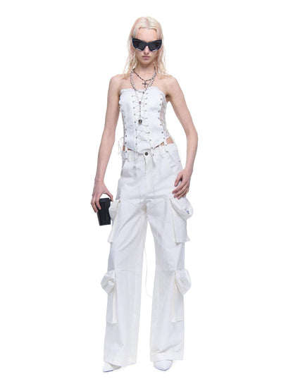 24ans Satin Bustier Lace Top And Skirt Set