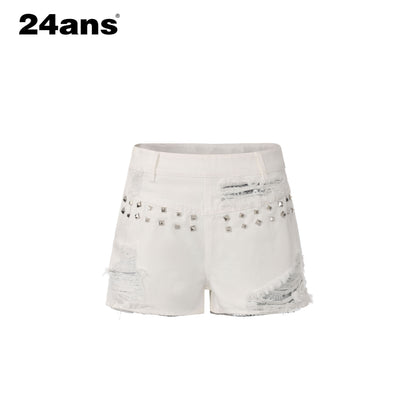 24ans_Sequin_Studded_Natural_Waist_Zip_Fly_Cotton_Women_Blue_Denim_Shorts_MISSTT