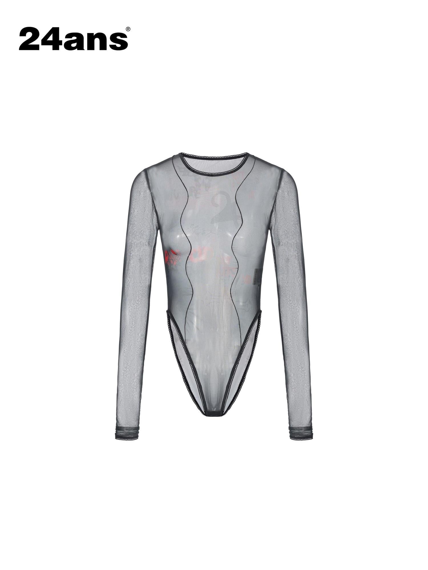 24ans Sexy Mesh Stretch Slim Fit Long Sleeve Women Forest Green S M L Sheer Shirts