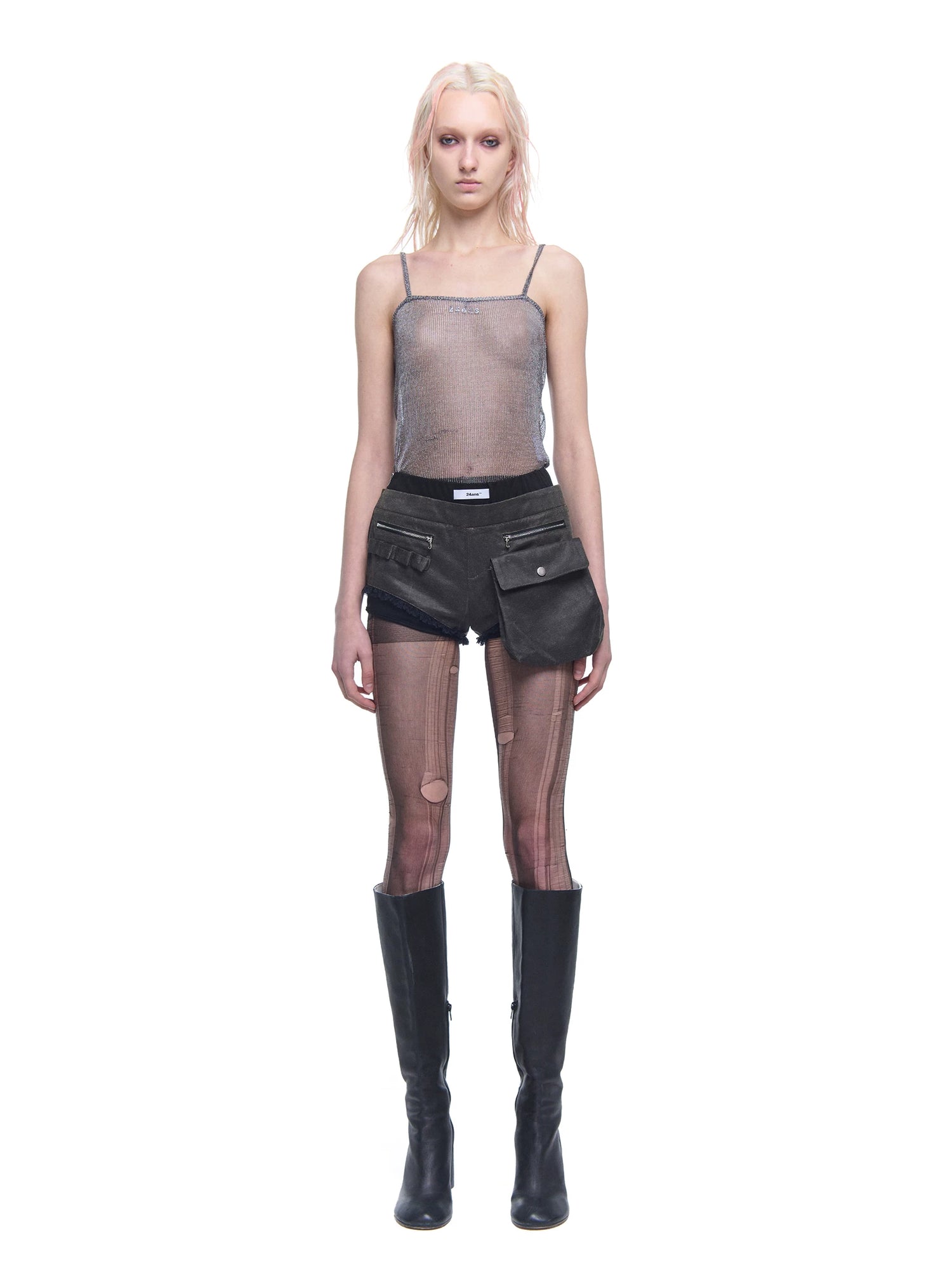 24ans Sheer Rayon Blend Slip Dress With Lace Trim-2