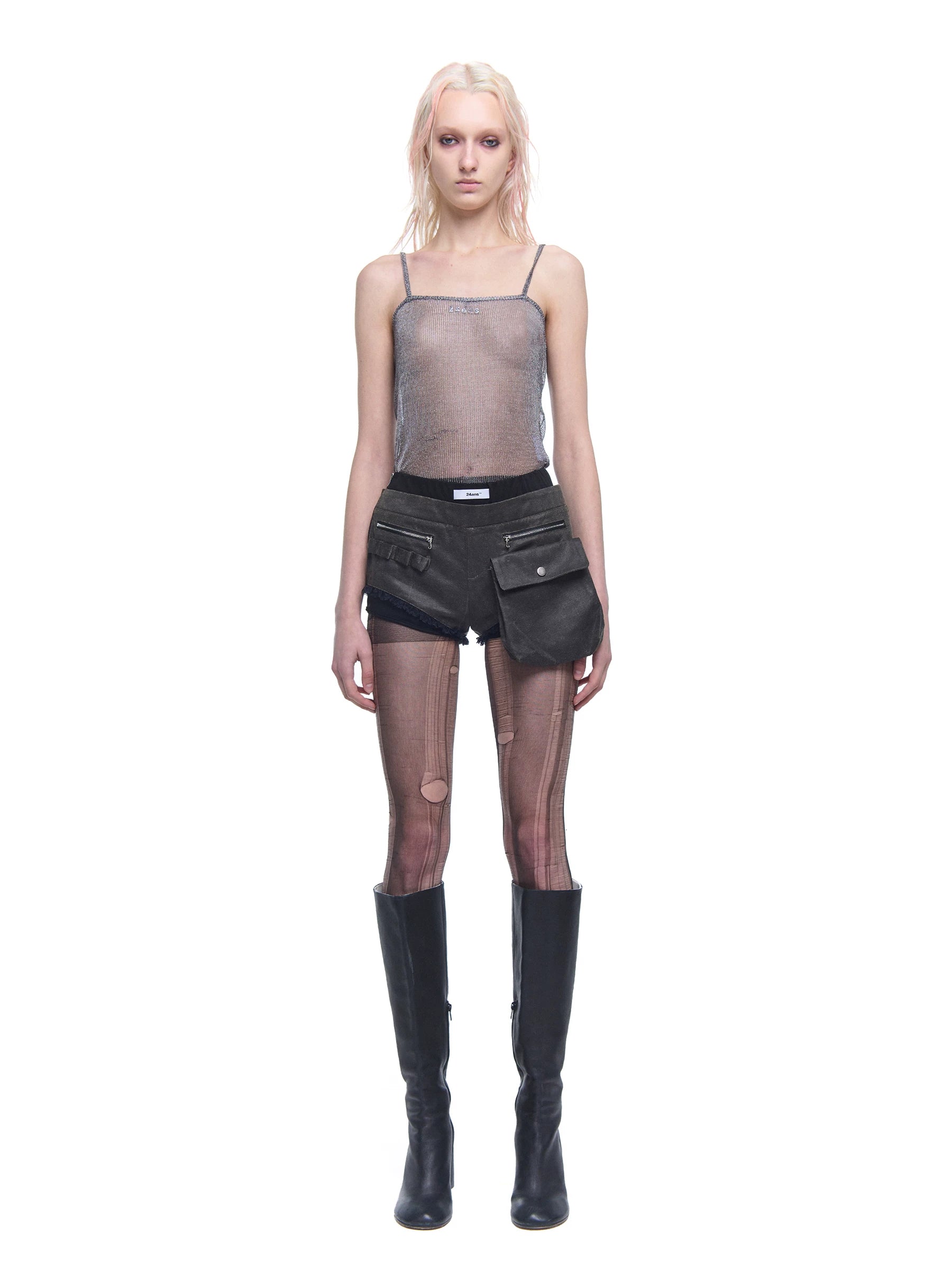 24ans Sheer Rayon Blend Slip Dress With Lace Trim-2