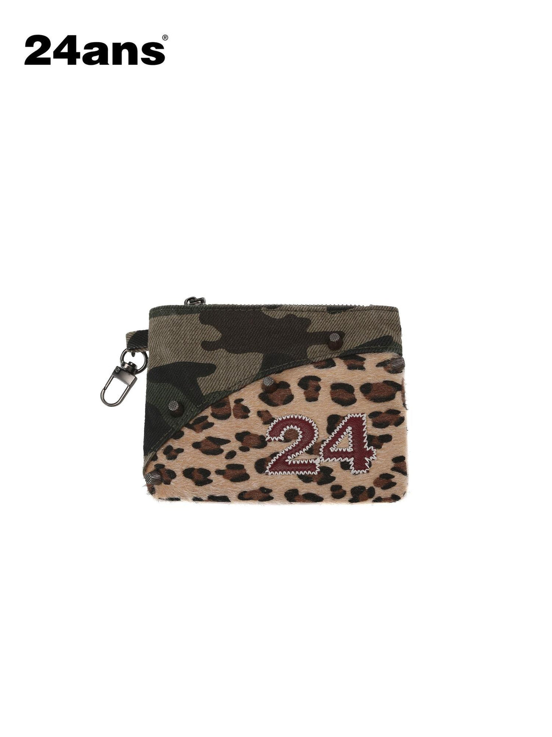 24ans Slim Topstitch Korean Vertical Unisex Cotton Camouflage Wallets