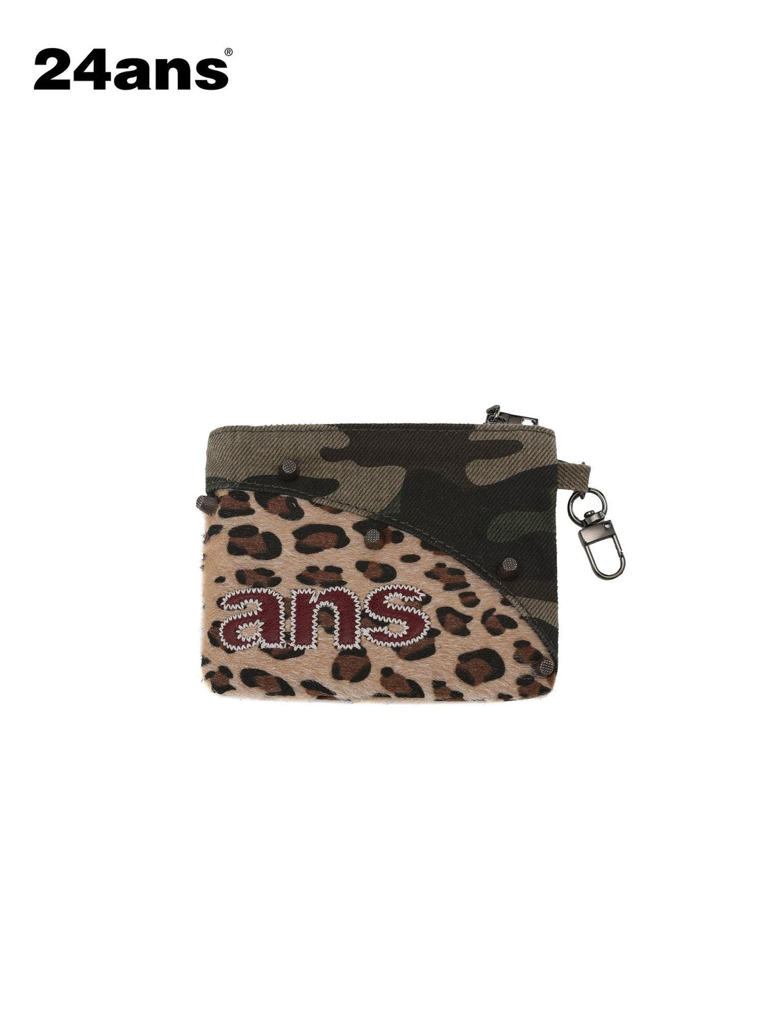 24ans Slim Topstitch Korean Vertical Unisex Cotton Camouflage Wallets