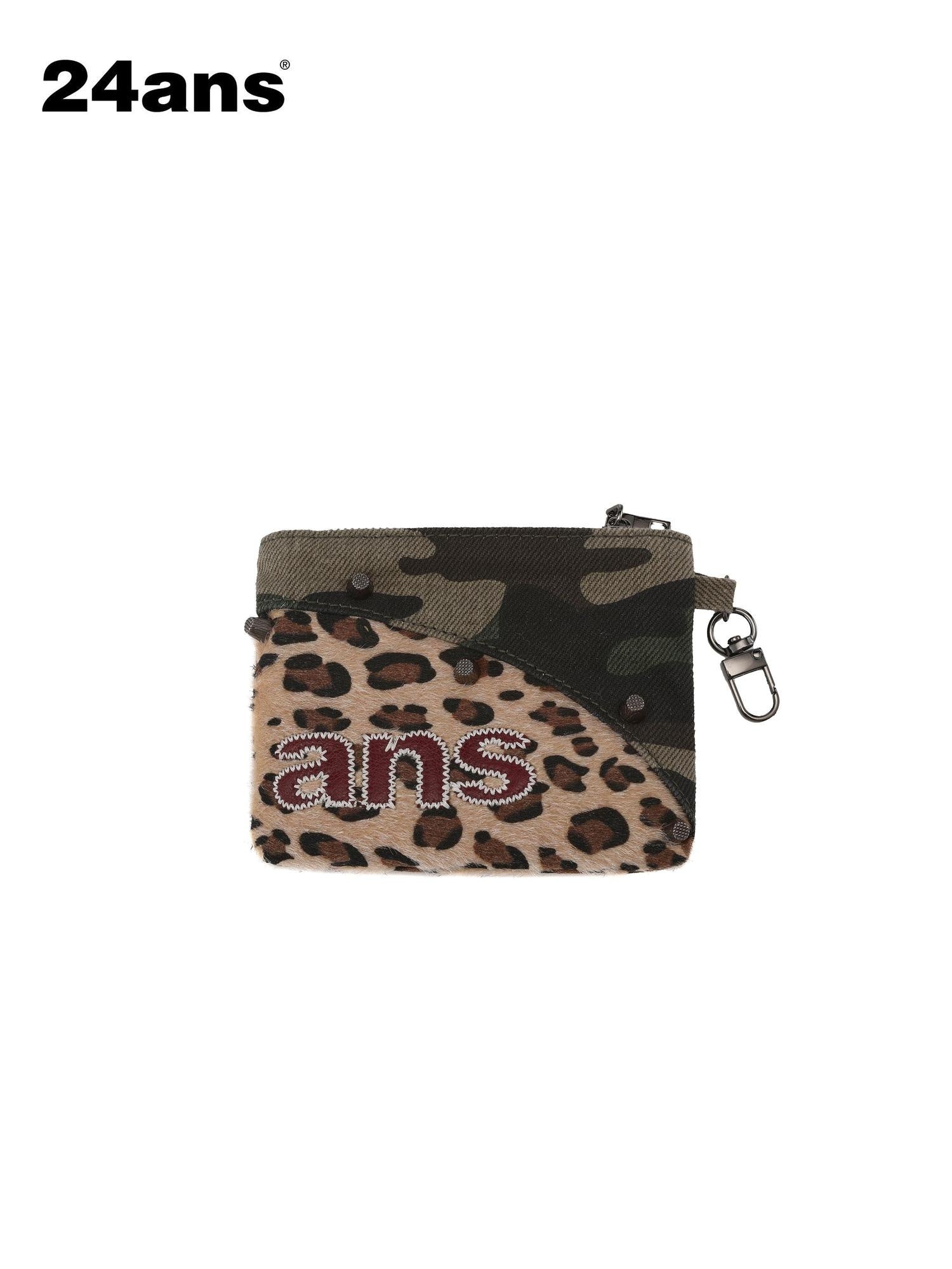 24ans Slim Topstitch Korean Vertical Unisex Cotton Camouflage Wallets