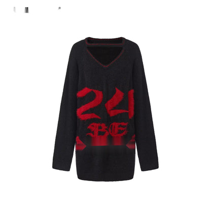 24ans_Slogan_V-neck_Knit_Sweater_MISSTT