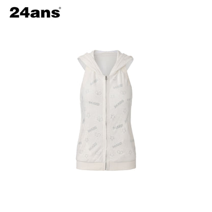 24ans Soft Ribbed Letter Crop Vest Mini Skirt Women Two Piece Knit Top &amp; Skirt Sets