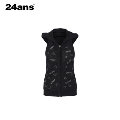 24ans Soft Ribbed Letter Crop Vest Mini Skirt Women Two Piece Knit Top &amp; Skirt Sets