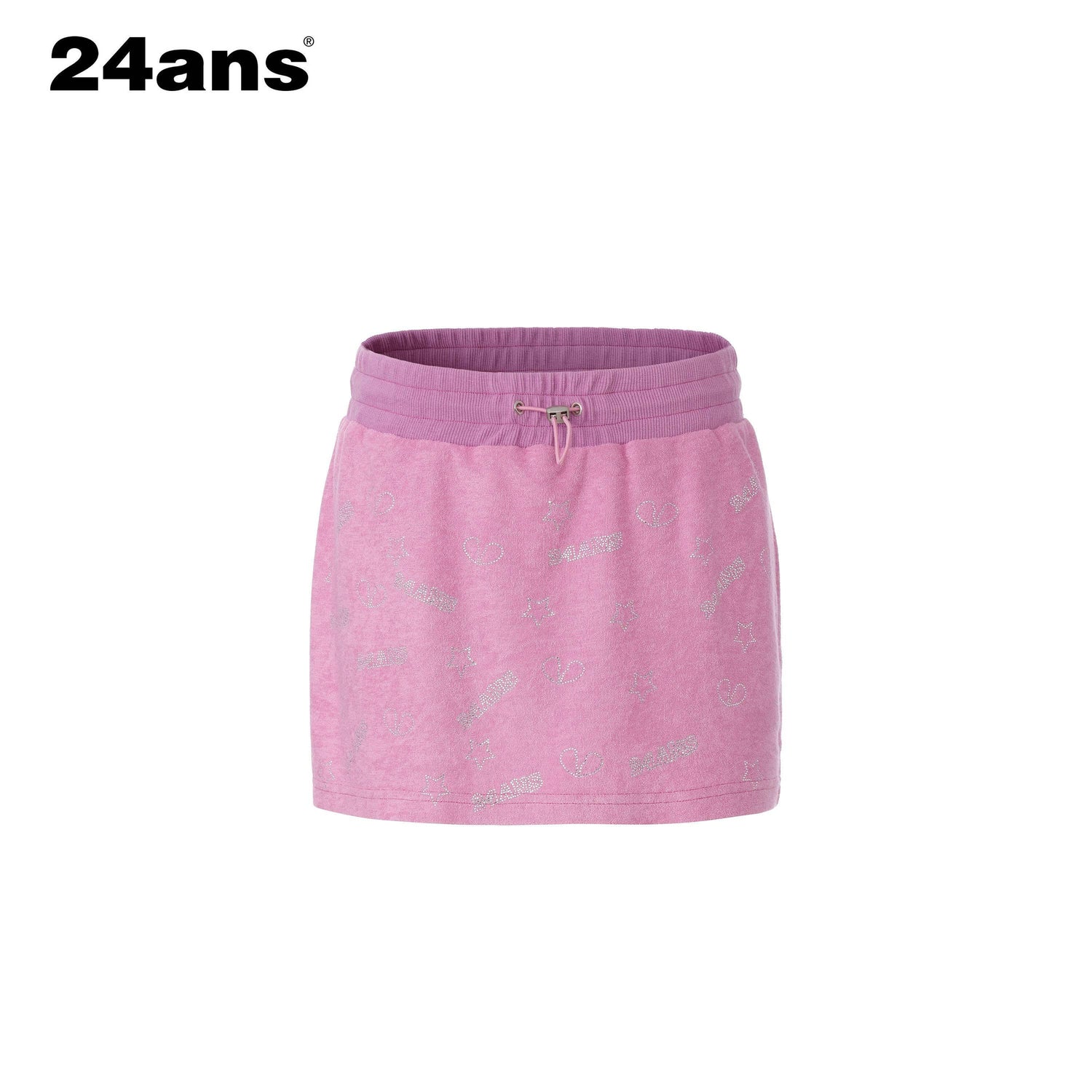 24ans Soft Ribbed Letter Crop Vest Mini Skirt Women Two Piece Knit Top &amp; Skirt Sets