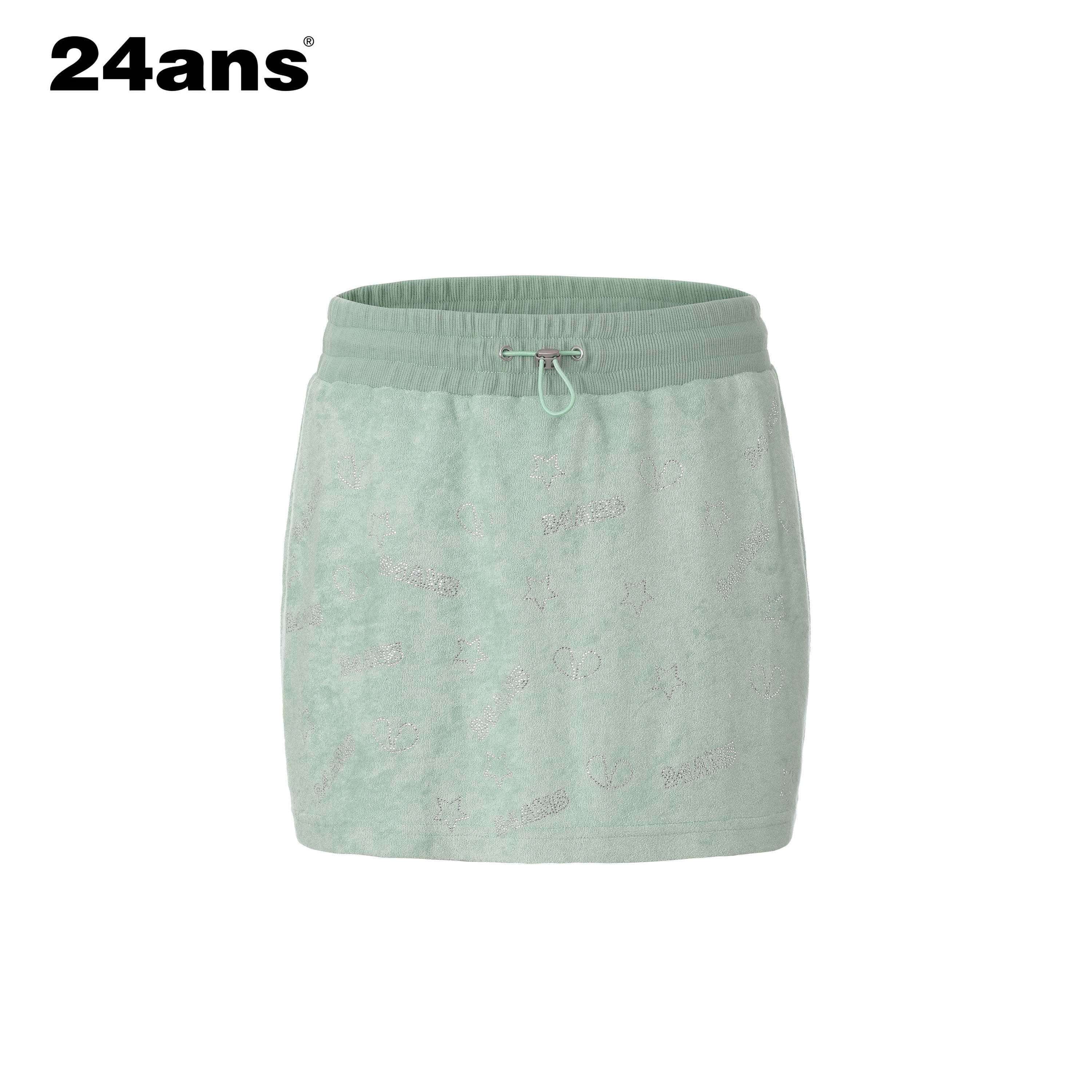 24ans Soft Ribbed Letter Crop Vest Mini Skirt Women Two Piece Knit Top &amp; Skirt Sets
