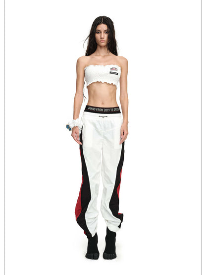 24ans Sporty Chic Dual Waist Contrast Trim Cargo Pants
