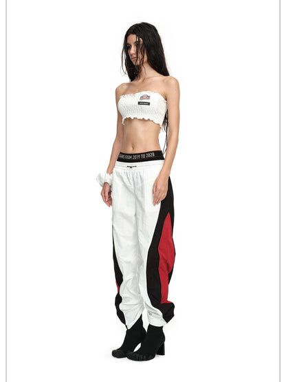 24ans Sporty Chic Dual Waist Contrast Trim Cargo Pants