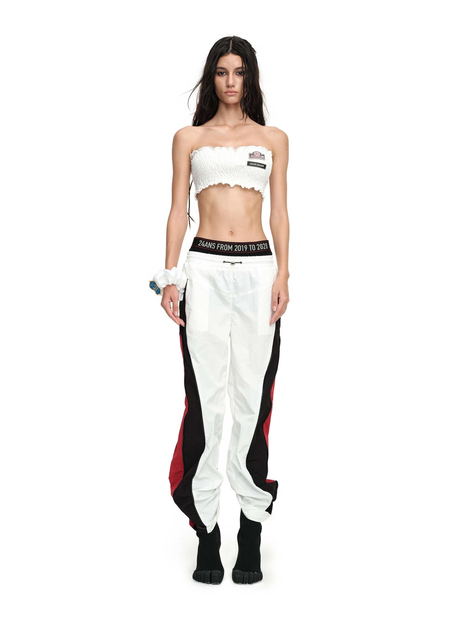 24ans Sporty Chic Dual Waist Contrast Trim Cargo Pants