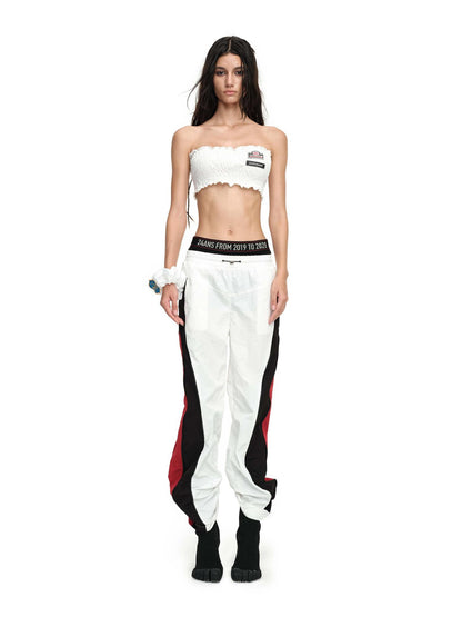 24ans Sporty Chic Dual Waist Contrast Trim Cargo Pants