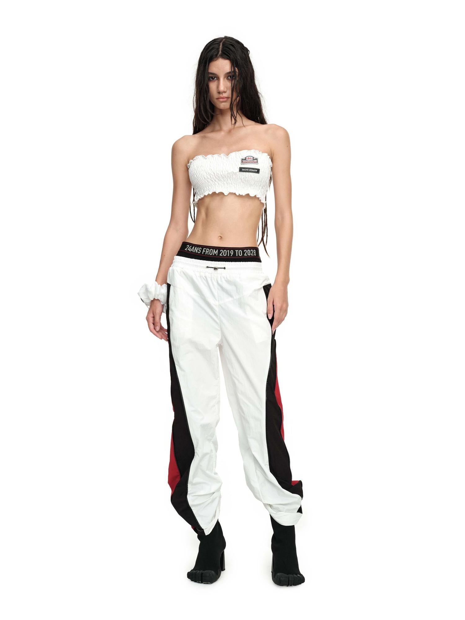 24ans Sporty Chic Dual Waist Contrast Trim Cargo Pants