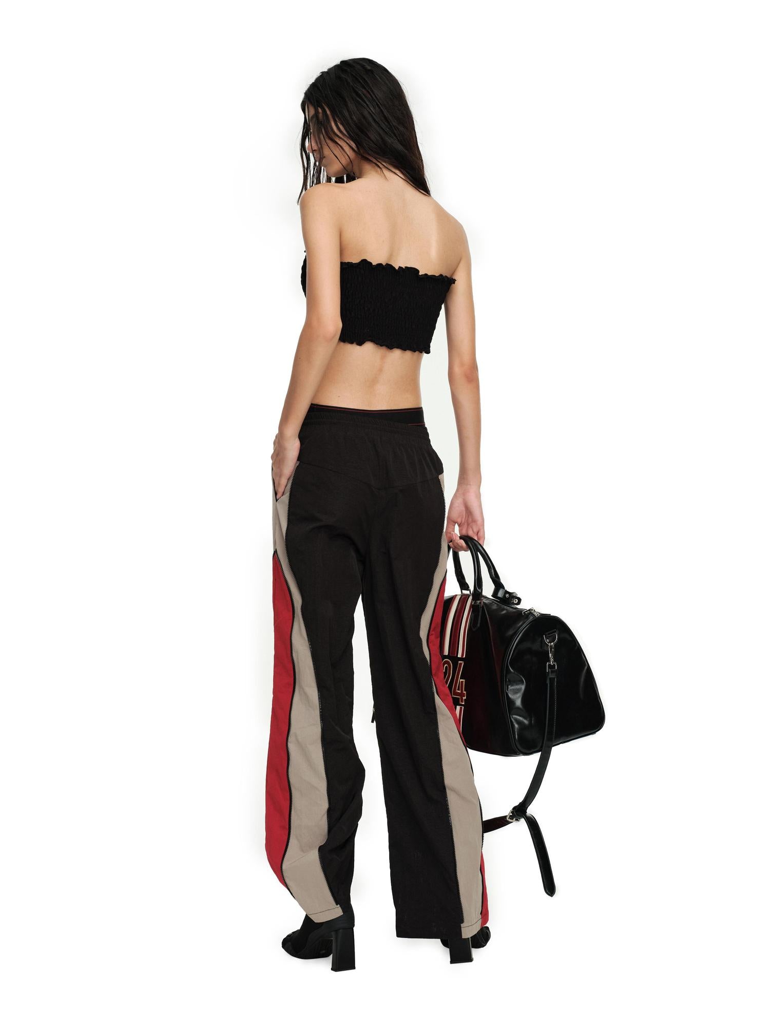 24ans Sporty Chic Dual Waist Contrast Trim Cargo Pants