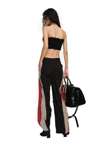 24ans Sporty Chic Dual Waist Contrast Trim Cargo Pants