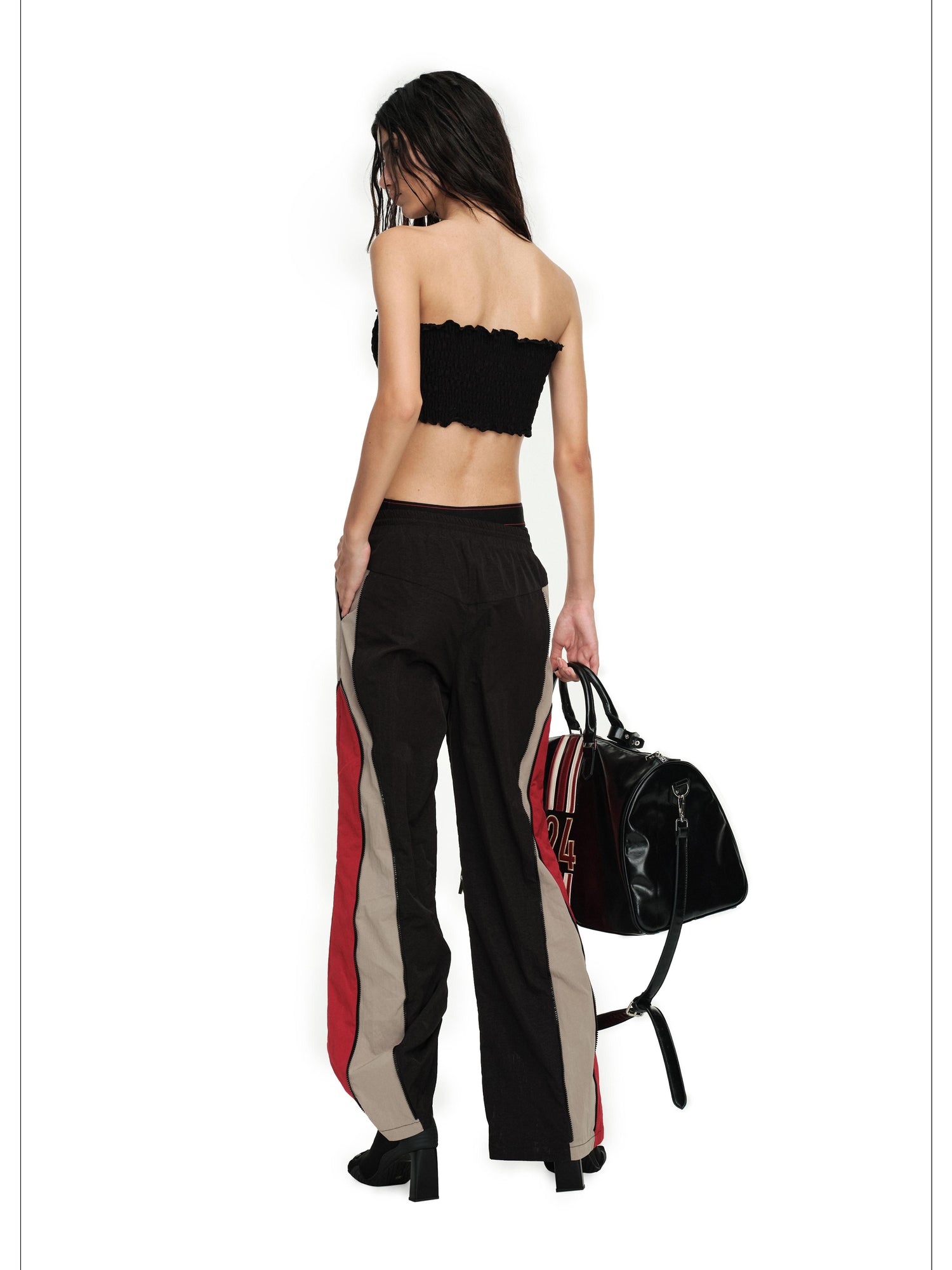 24ans Sporty Chic Dual Waist Contrast Trim Cargo Pants
