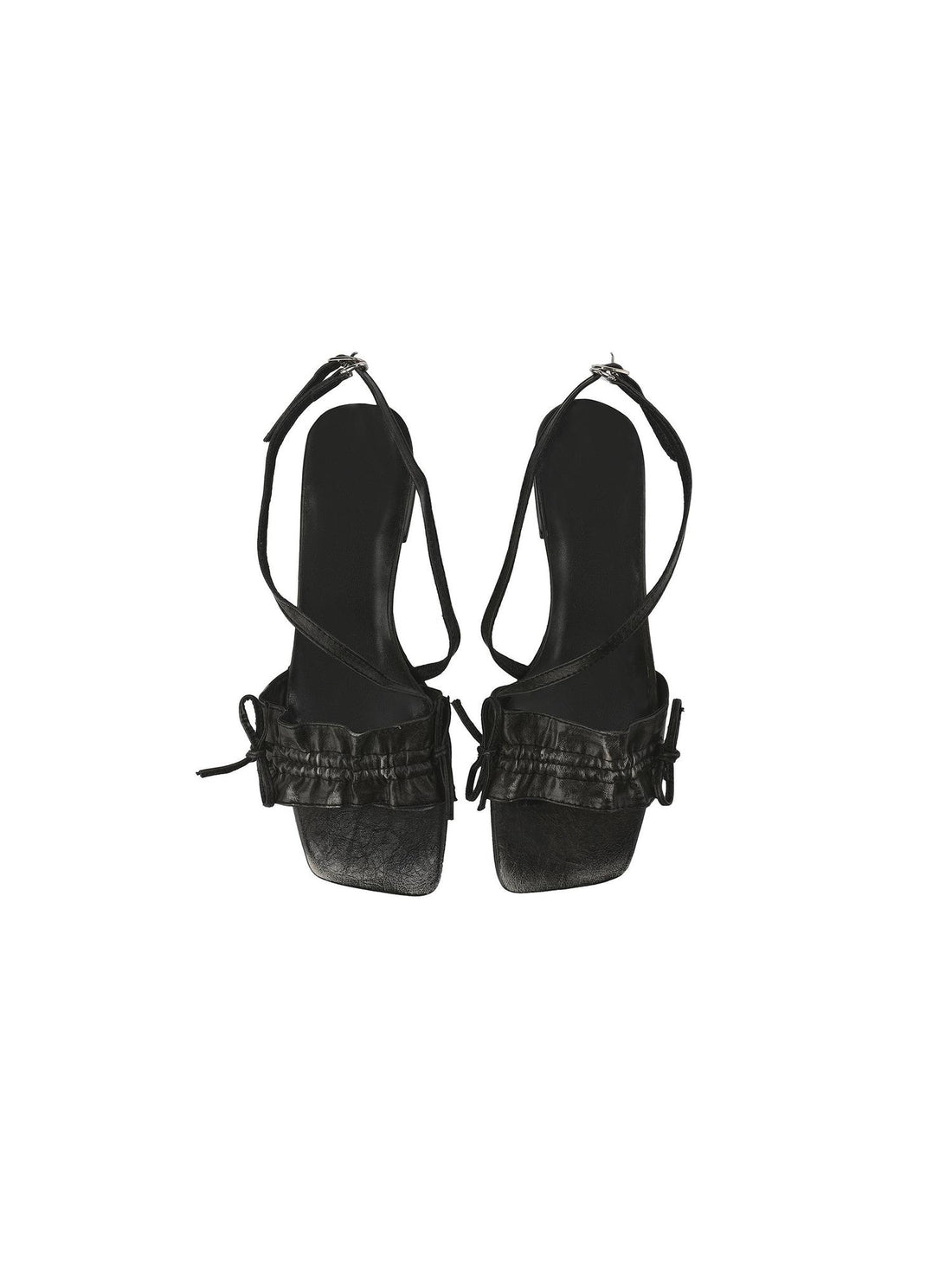 24ans Square Toe Ankle Strap Mid Heel Sandals