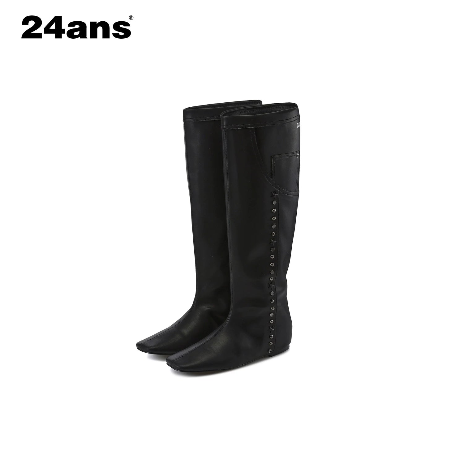 24ans_Square_Toe_Flat_Ankle_Boots_With_Studs_And_Pocket_Design_MISSTT
