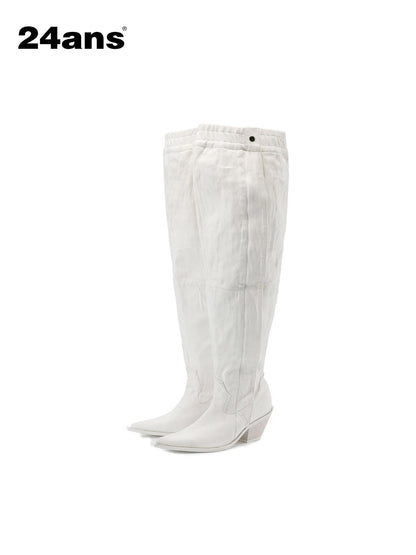 24ans Stackable Print Cowboy Boots In Black White