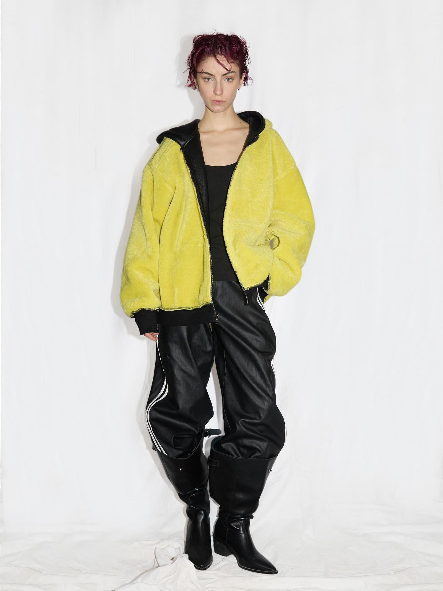 24ans Straight Leg Cotton Blend Leather Look Sport Stripe Pants