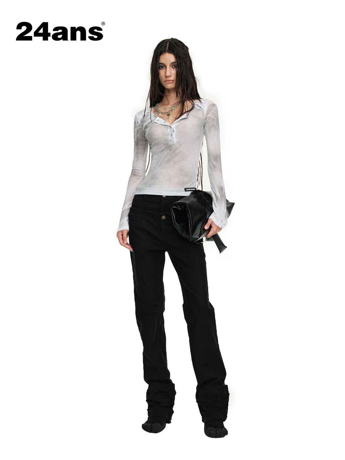 24ans Straight Leg Stacked Pleat Pants For Slim Waist And Long Legs
