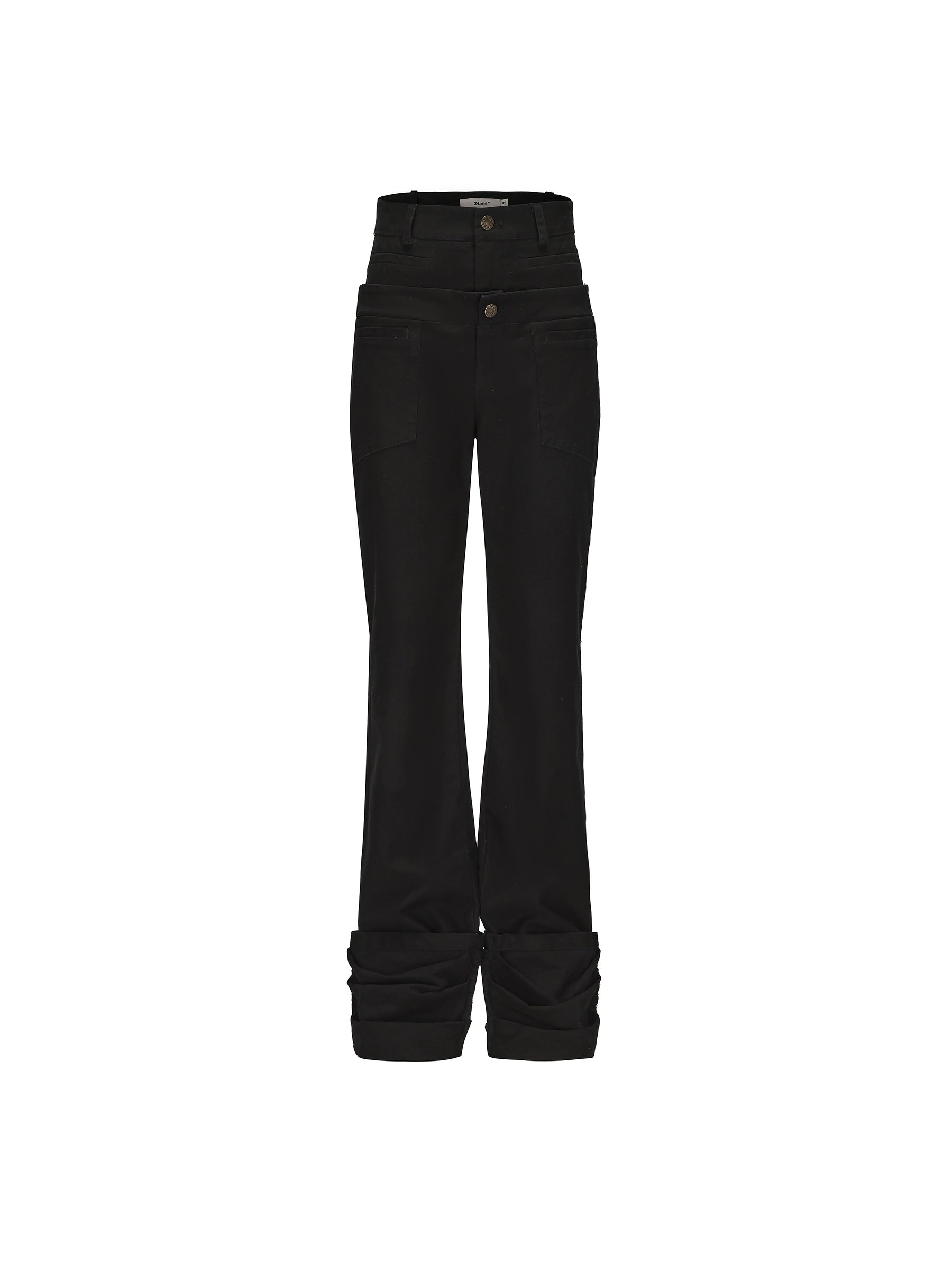 24ans_Straight_Leg_Stacked_Pleat_Pants_For_Slim_Waist_And_Long_Legs_MISSTT