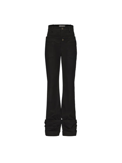 24ans_Straight_Leg_Stacked_Pleat_Pants_For_Slim_Waist_And_Long_Legs_MISSTT