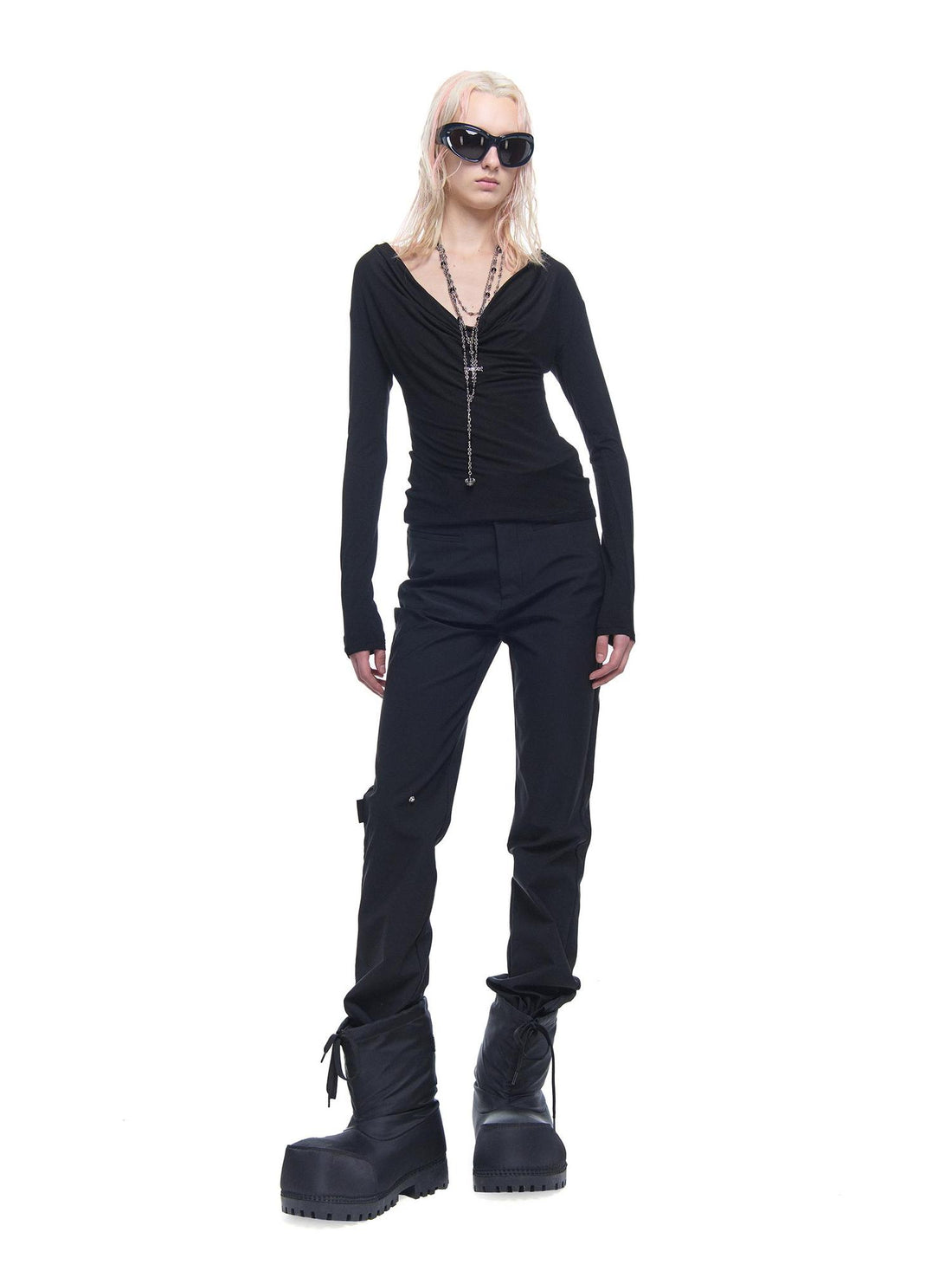 24ans Straight Leg Trousers With Detachable Bow And Belt