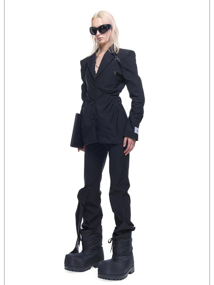 24ans Straight Leg Trousers With Detachable Bow And Belt