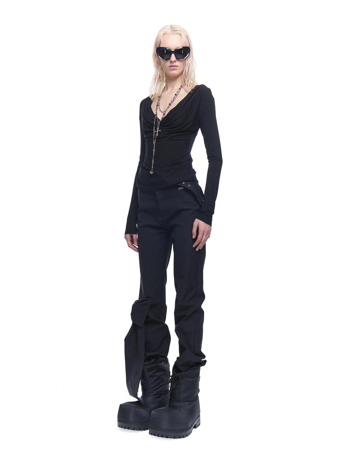 24ans Straight Leg Trousers With Detachable Bow And Belt
