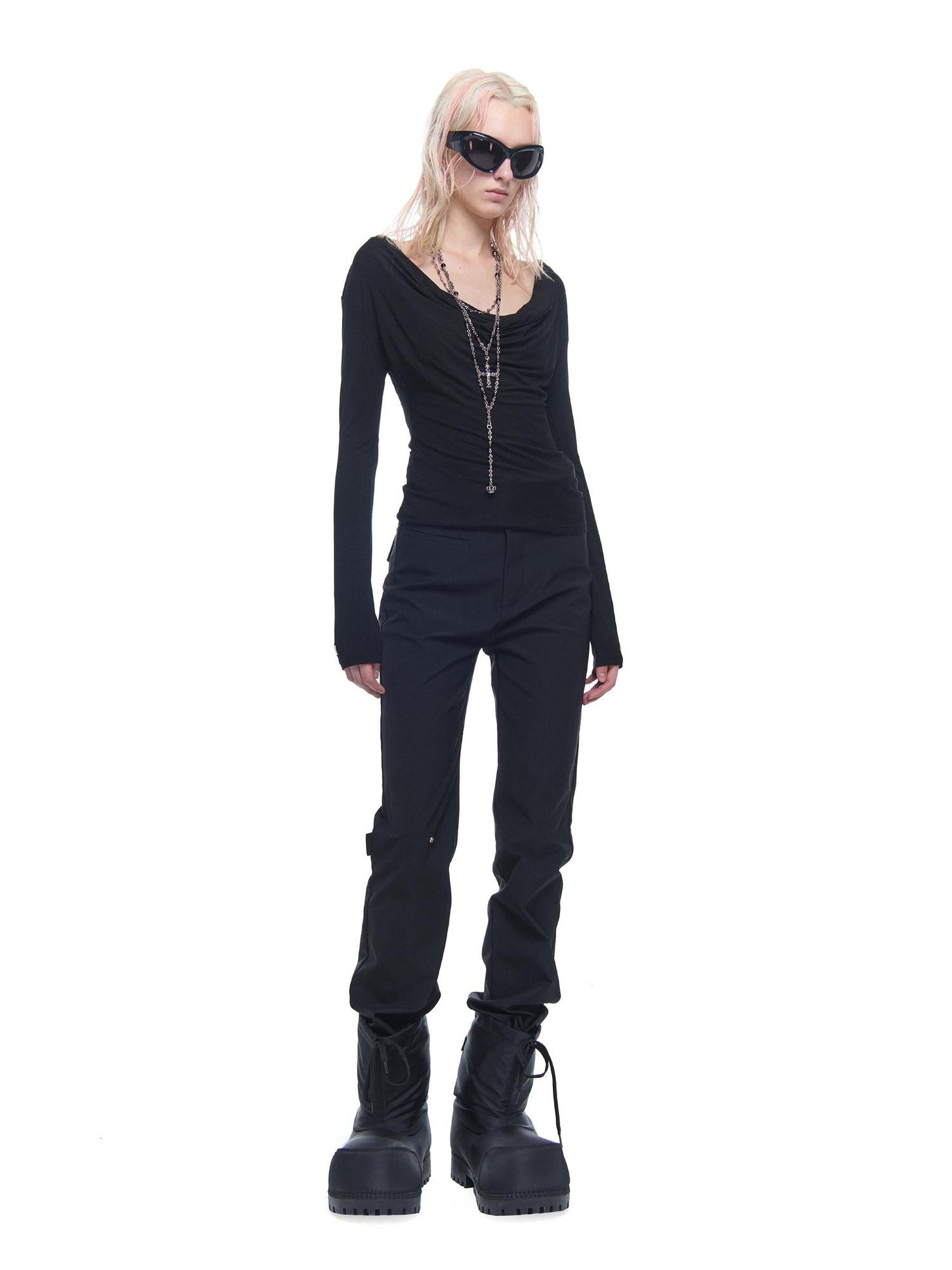 24ans Straight Leg Trousers With Detachable Bow And Belt