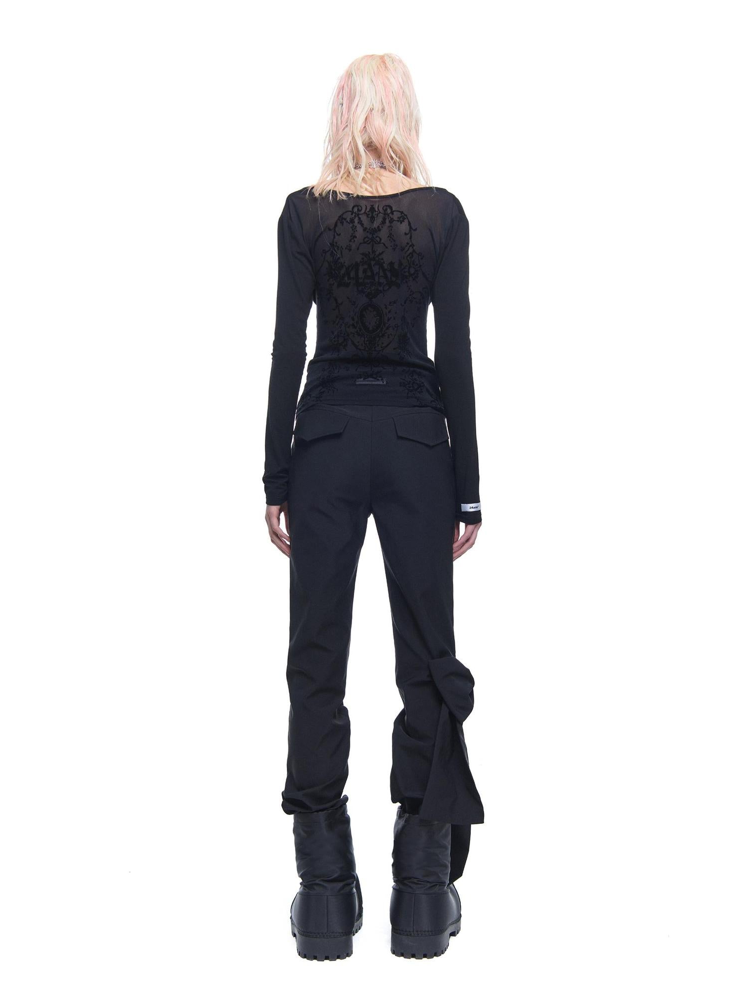 24ans Straight Leg Trousers With Detachable Bow And Belt