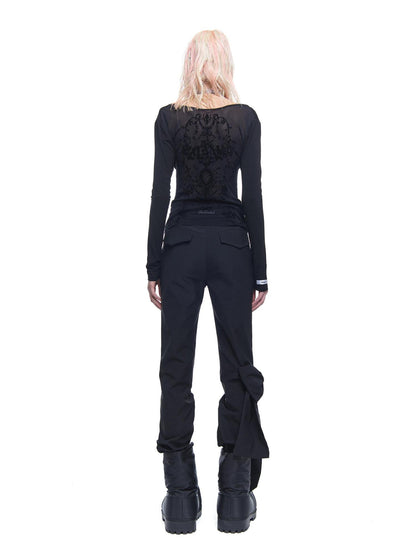 24ans Straight Leg Trousers With Detachable Bow And Belt