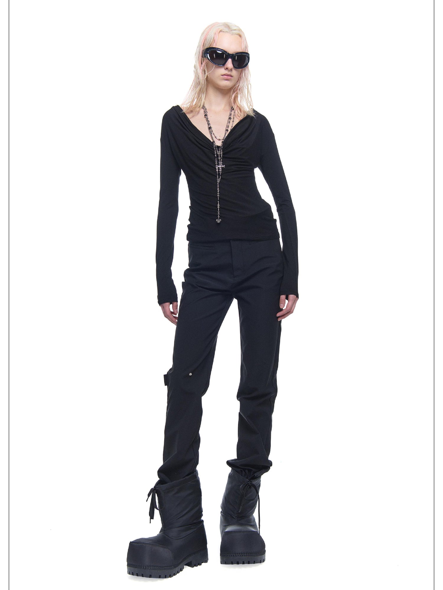 24ans Straight Leg Trousers With Detachable Bow And Belt