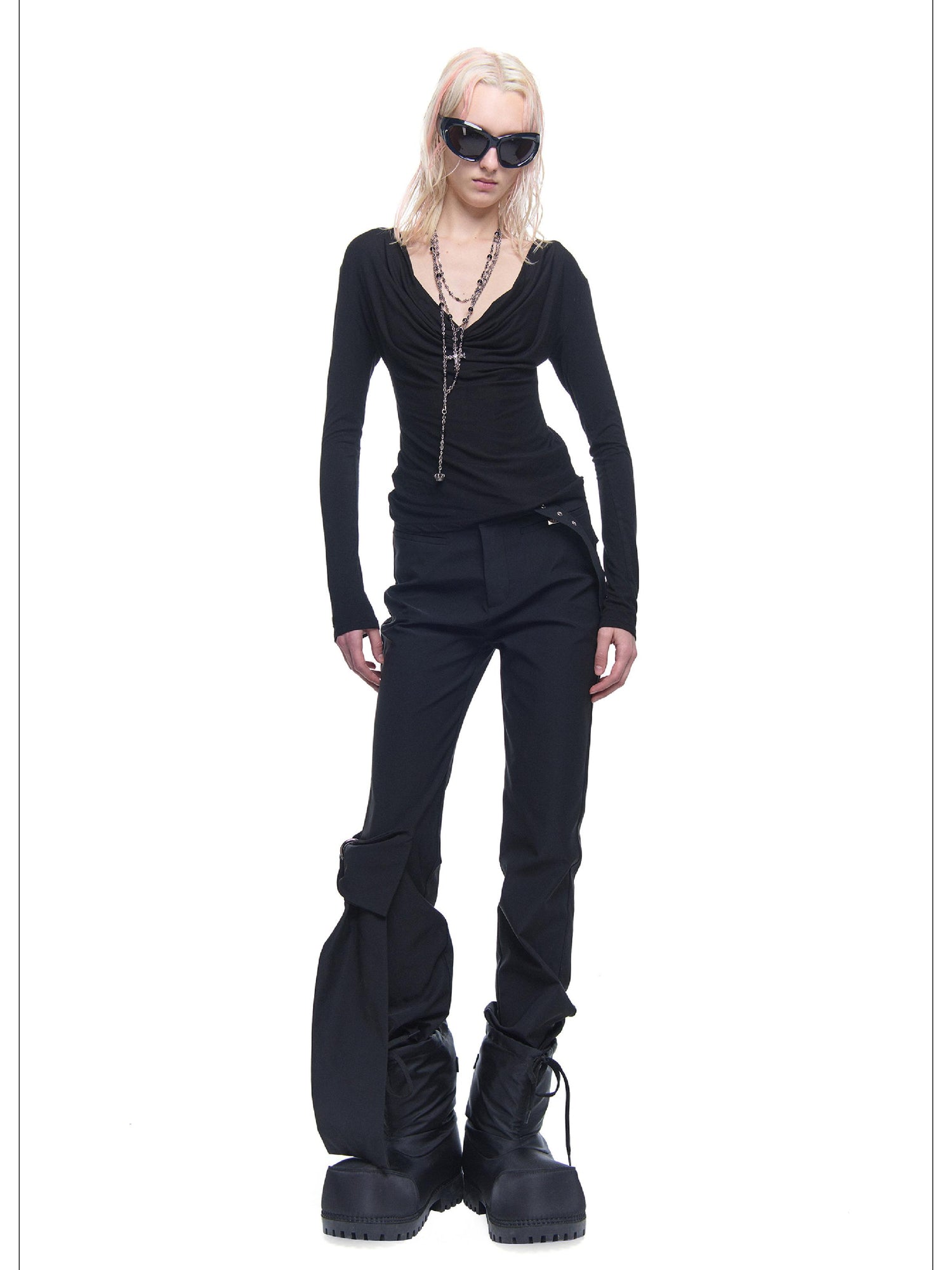 24ans Straight Leg Trousers With Detachable Bow And Belt