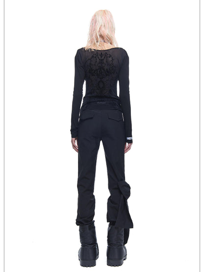 24ans Straight Leg Trousers With Detachable Bow And Belt