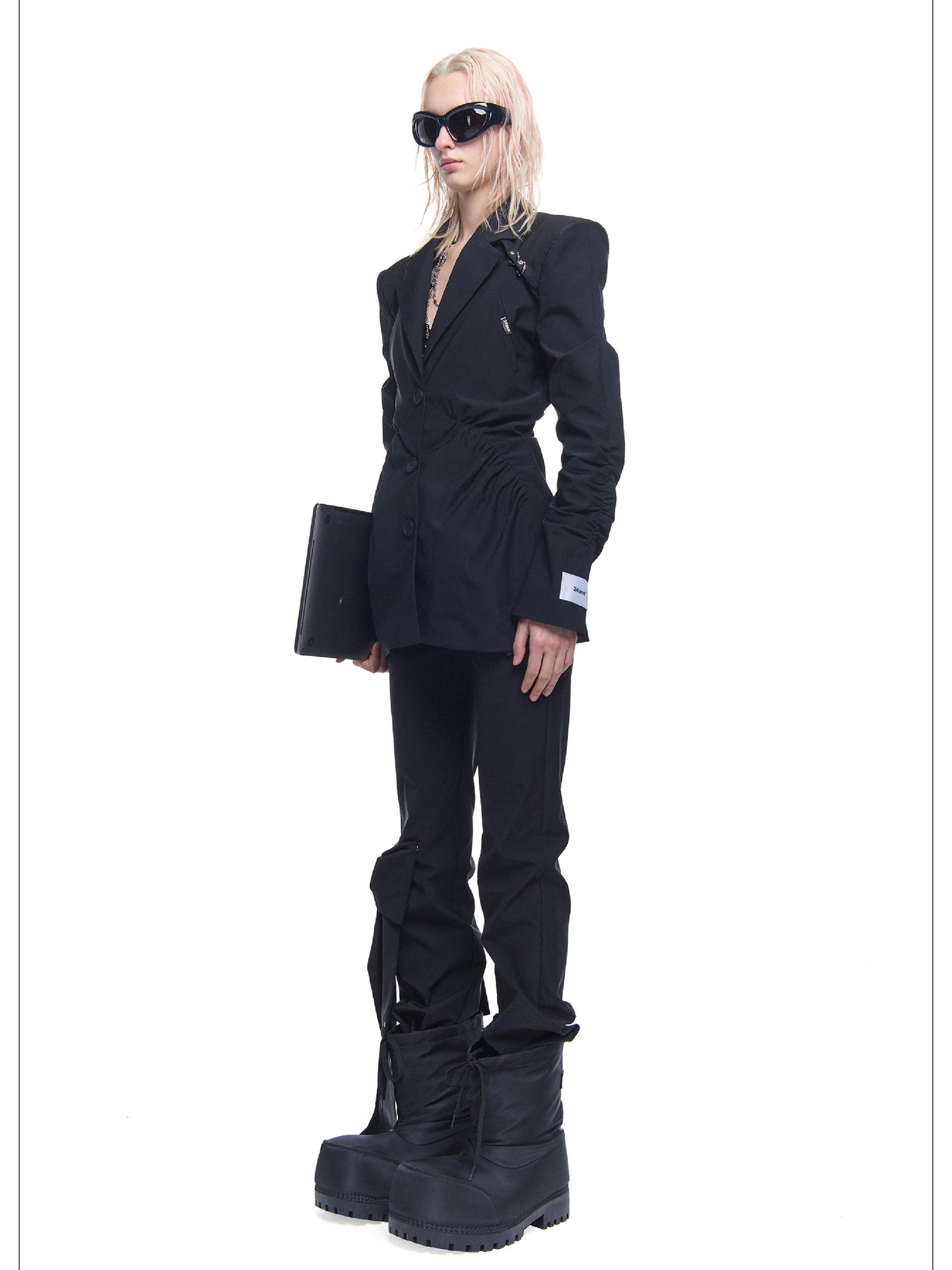 24ans Straight Leg Trousers With Detachable Bow And Belt