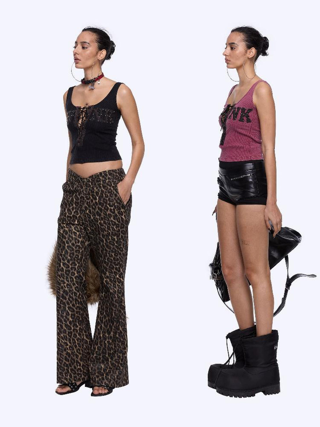 24ans Strap Rivet Washed Stripe Applique Vest