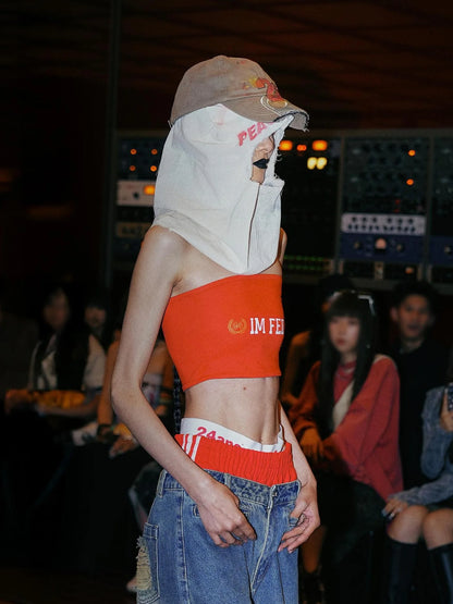 24ans Strapless Top With Punk Slogan Bikini