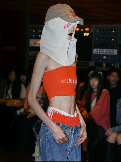 24ans Strapless Top With Punk Slogan Bikini