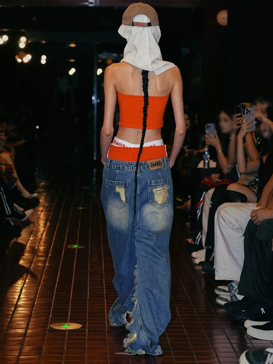 24ans Strapless Top With Punk Slogan Bikini