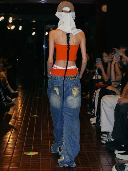 24ans Strapless Top With Punk Slogan Bikini