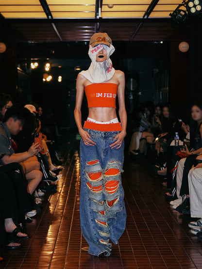 24ans Strapless Top With Punk Slogan Bikini-2