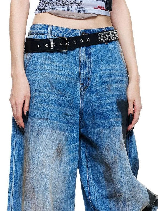 24ans Street Distressed Cracked Print Patchwork Racerback Women&
