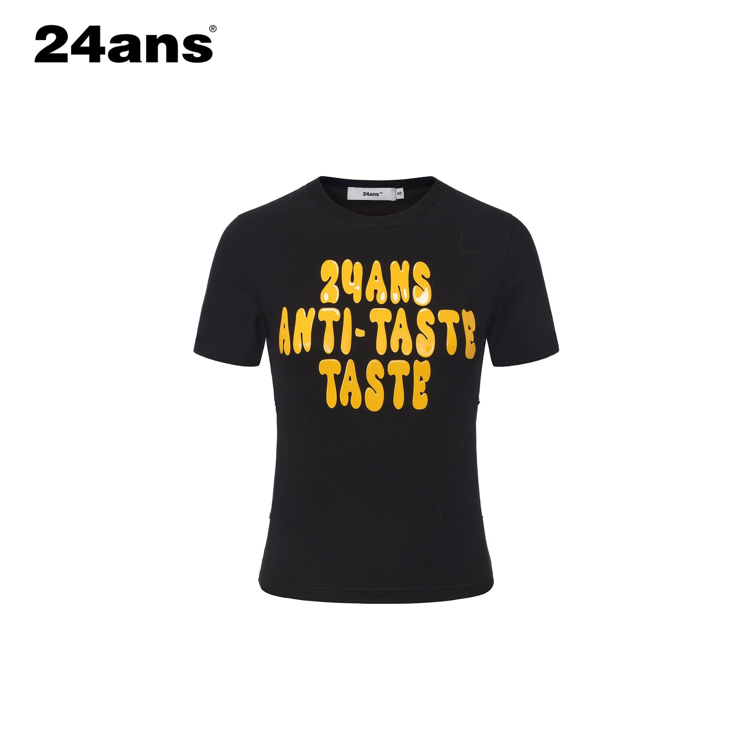 24ans Stretch Cotton Slim Fit Cropped Crew Neck Letter Print Short Sleeve T-Shirts