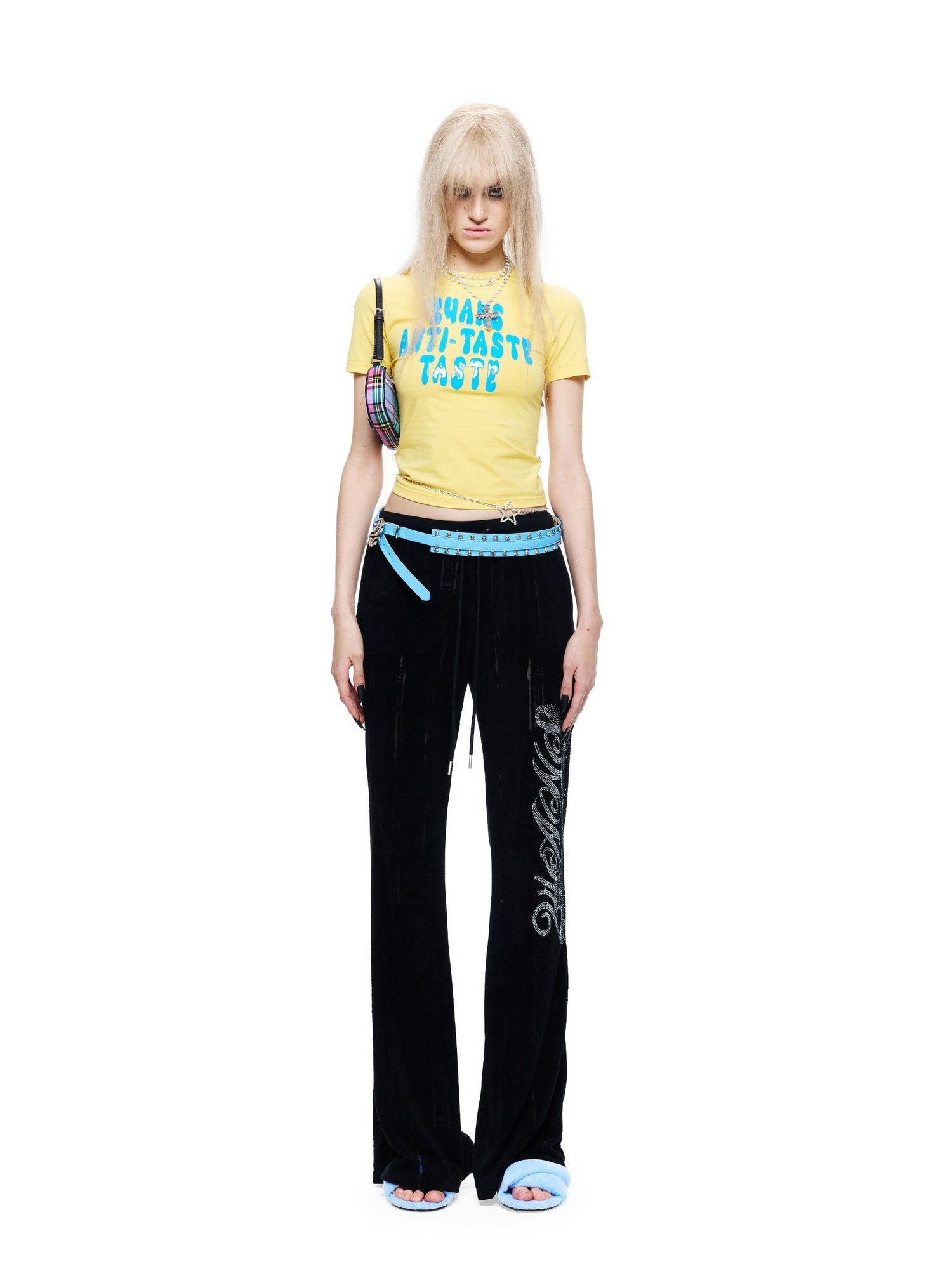 24ans Stretch Cotton Slim Fit Cropped Crew Neck Letter Print Short Sleeve T-Shirts