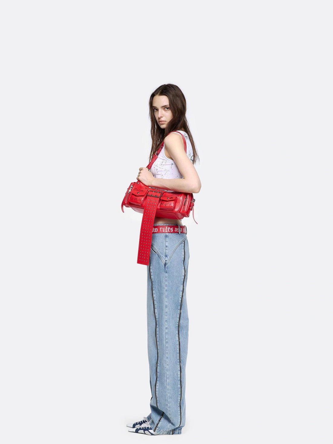 24ans Structural Seam Denim Trousers Jeans