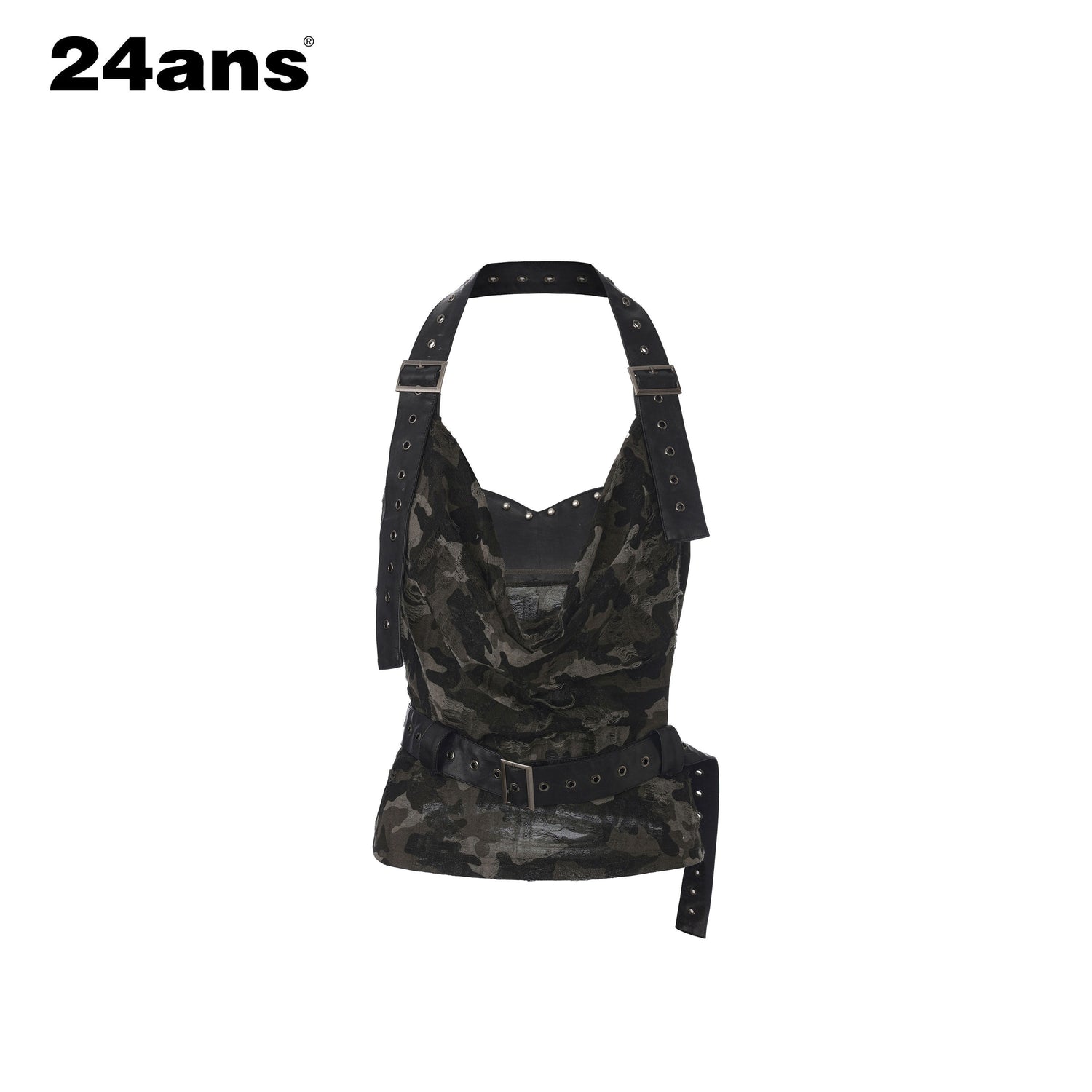 24ans_Studded_Cropped_Collared_Camo_Halter_Neck_Women_Poly_Cotton_Halter_Tops_MISSTT